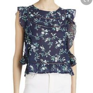Large Banjara navy blue light blue floral top